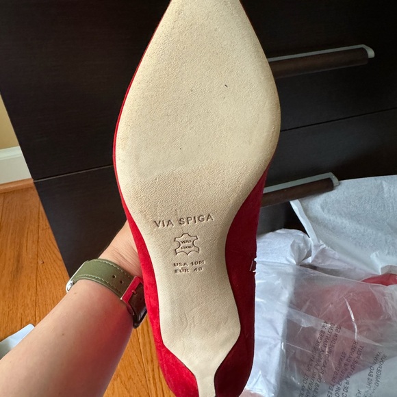 NIB Via Spiga Maggie Suede Ankle Bootie Red Size 10M - Picture 7 of 11